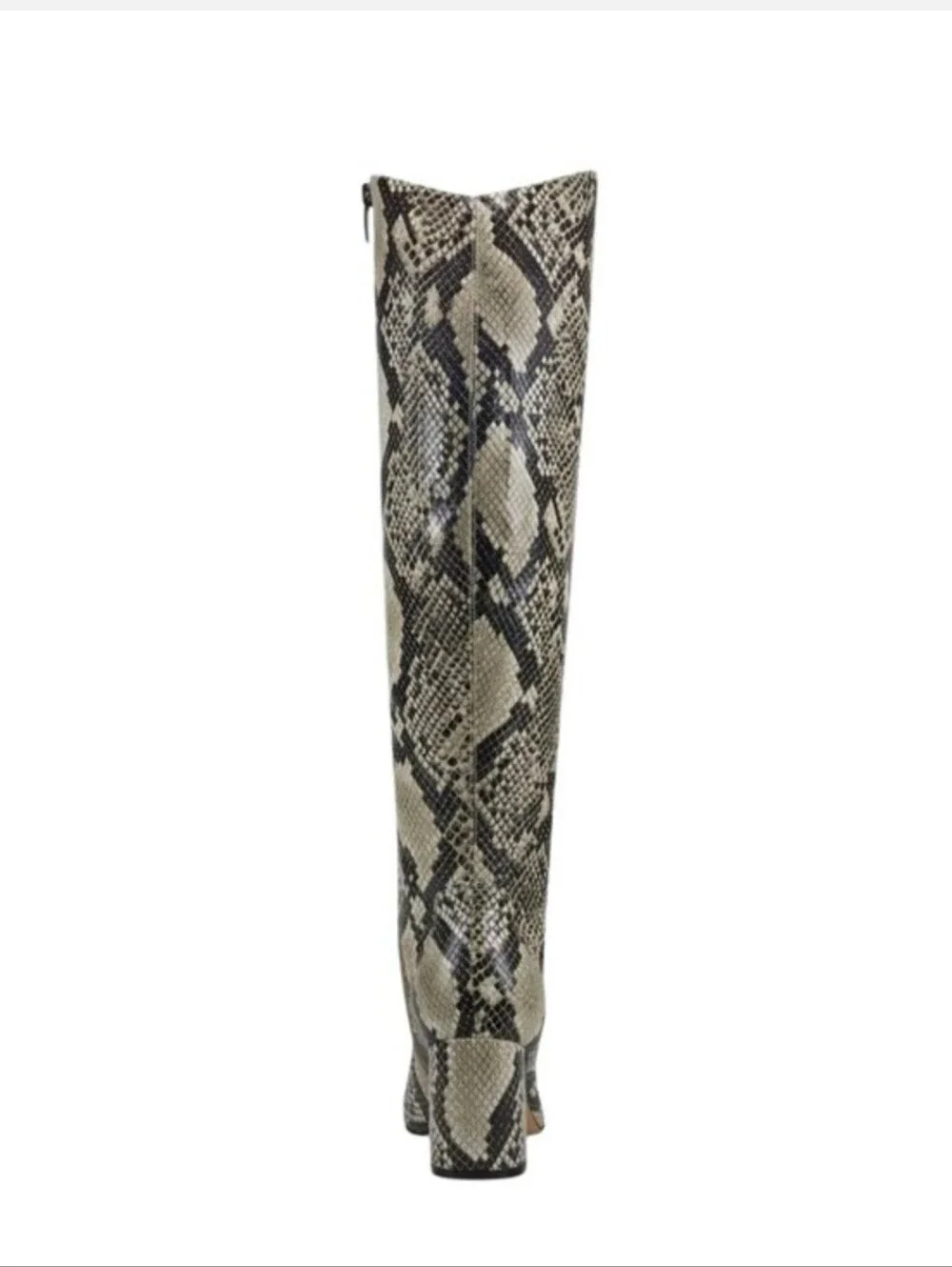 a new day Snake-Print Over-the-Knee Block Heel Boots - White, Gray